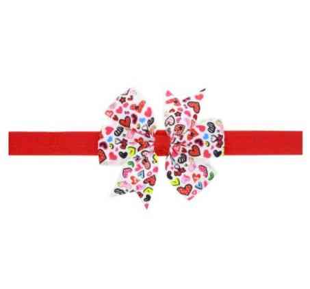 Детская повязка красная с принтом сердечек - размер банта 8см, размер универсальный (на резинке) Киев
