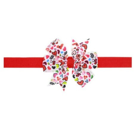 Детская повязка красная с принтом сердечек - размер банта 8см, размер универсальный (на резинке) Киев - изображение 1