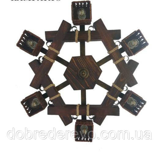 Люстра деревянна потолочна ковка Вижниця - фото 3