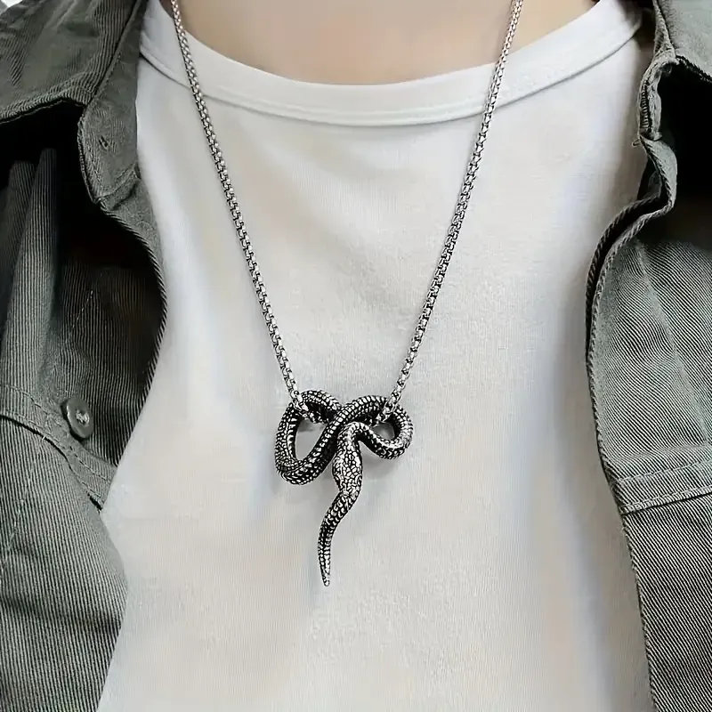 Кулон «Змея» на цепочке 60 см – темное серебро, готический унисекс Киев - изображение 3