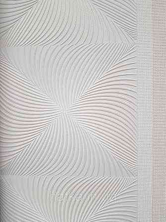 Шпалери вінілові на флізеліні Sintra Simmetria геометрія фігури ромби смуги 3д сірі золотисті 524701 Київ