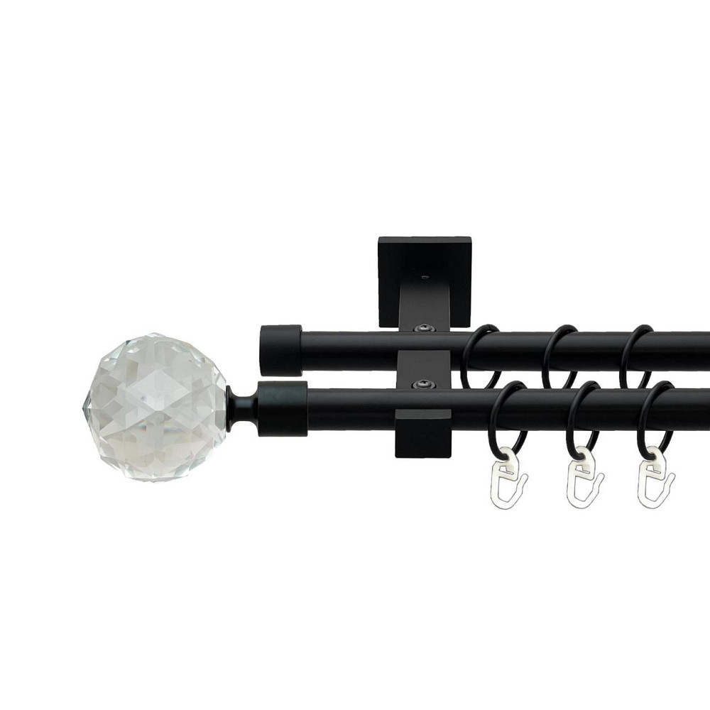 Карниз Orvit Люміера металевий дворядний техно гладка труба кільце металеве Чорний Оксамит 19\19 мм 240 см (00-00026682) Львів - фото 1