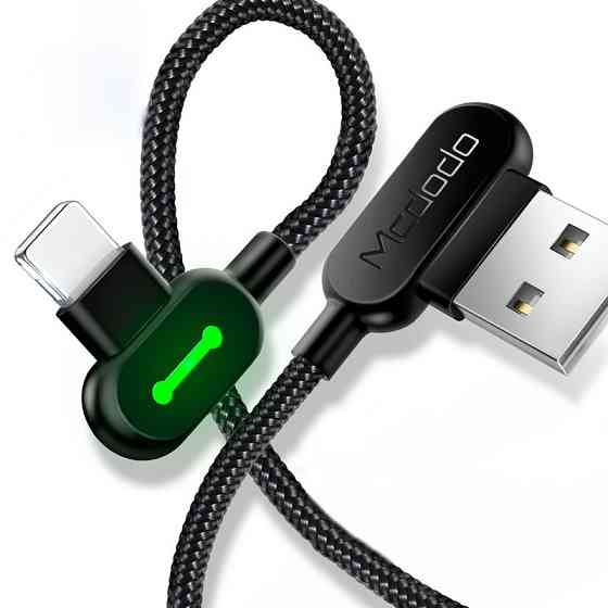 Кабель Lightning Mcdodo с двусторонним USB разъемом LED индикацией для зарядки и передачи данных (Черный, 3м) Николаев