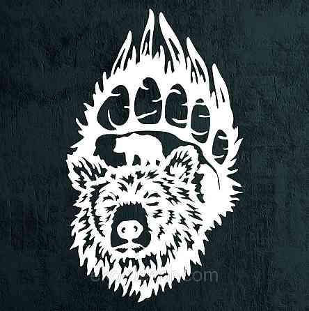 Настінне Панно «Ведмідь», Декор на стіну 50*32 см, Білий Київ