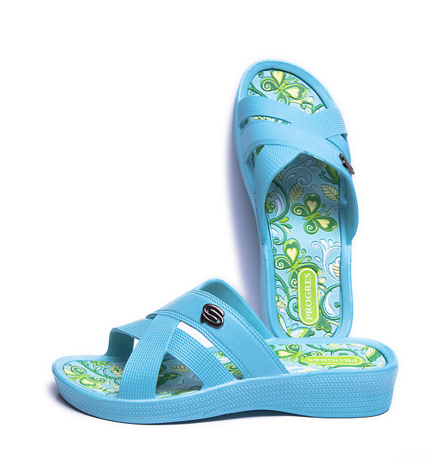 Женские шлепанцы на платформе пенка берюзовые Одесса - изображение 1