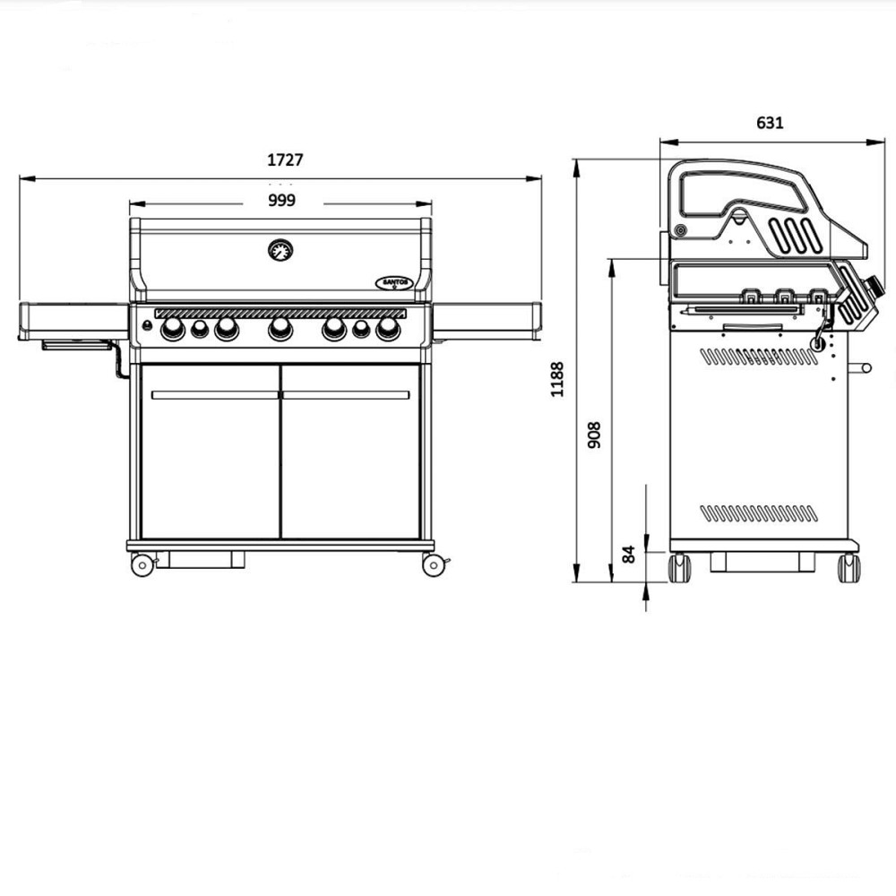 Газовий гриль SANTOS S-518, з бічним і заднім пальниками, нержавіюча сталь 890604 Код: 010959 Рівне - фото 3