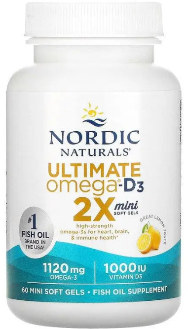 Риб'ячий жир з вітаміном Д3 Nordic Naturals Ultimate Omega 2X 60 гел міні капс лимон Київ - фото 1