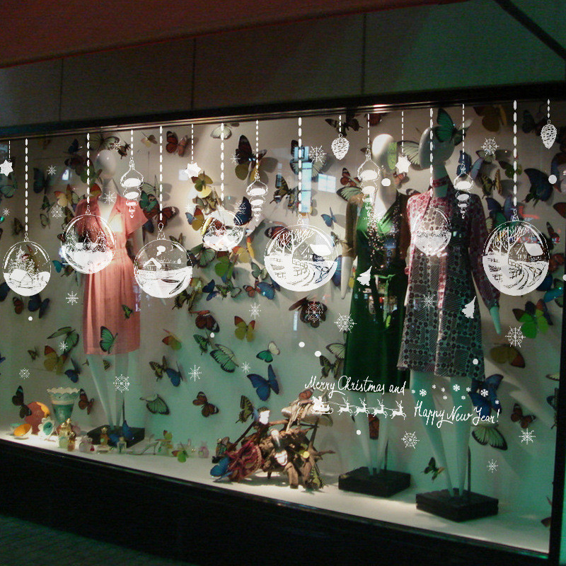 Новогодние наклейки на окна Шарики 60 на 90 см белый Киев - изображение 6