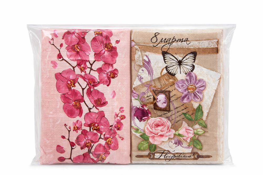 Набір кухонних рушників вафельних Ecotton 2 шт 50х60 см для кухні святкові Коломыя - изображение 1