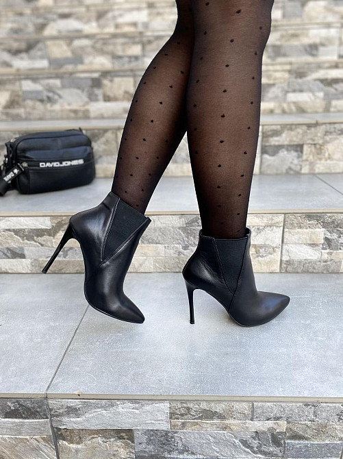 SANTINI Черевики жіночі шкіряні на шпильці 11 см. демісезонні чорні 70543-11 / Черевики з натур Коломия - фото 4