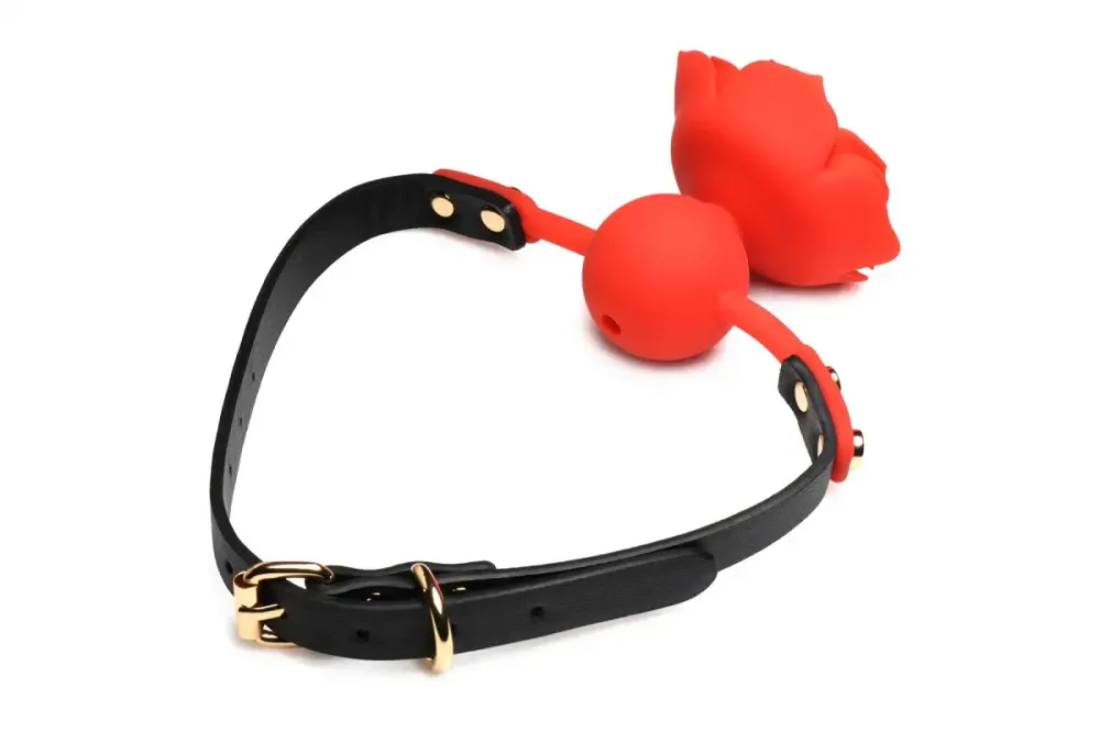 Силіконовий кляп з трояндою Master Series: Blossom Silicone Rose Gag – Red Львів - фото 6