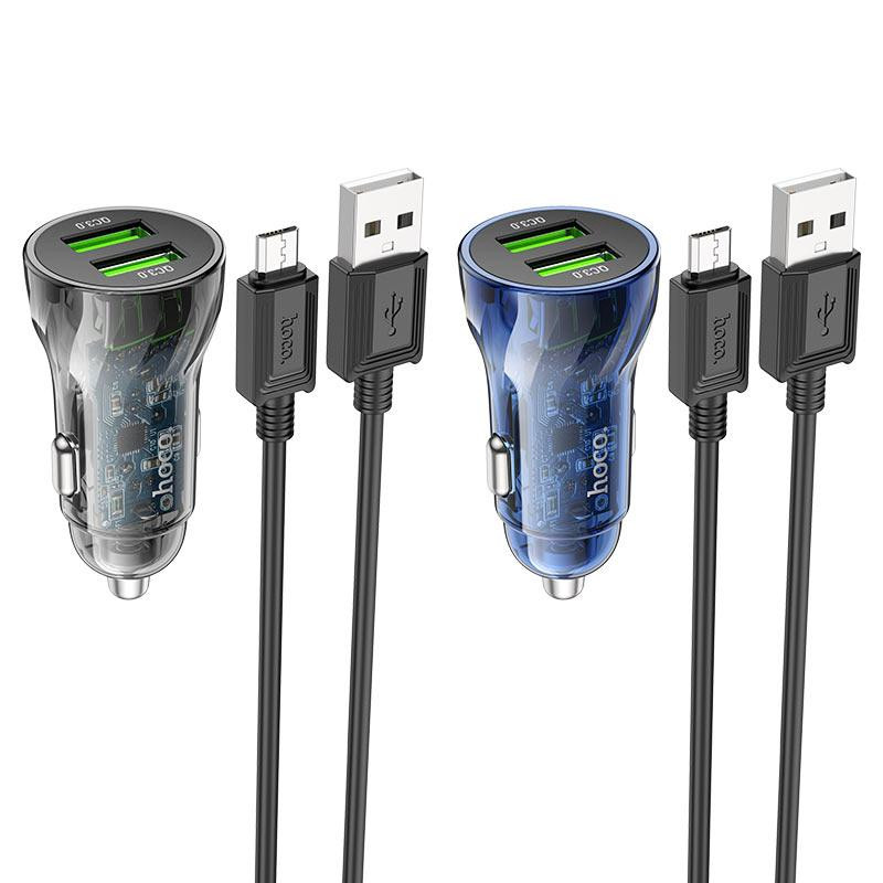 Автомобільний зарядний пристрій HOCO Z47 Transparent Discovery Edition dual port QC3.0 18W (Micro) Transparent Black Київ - фото 6