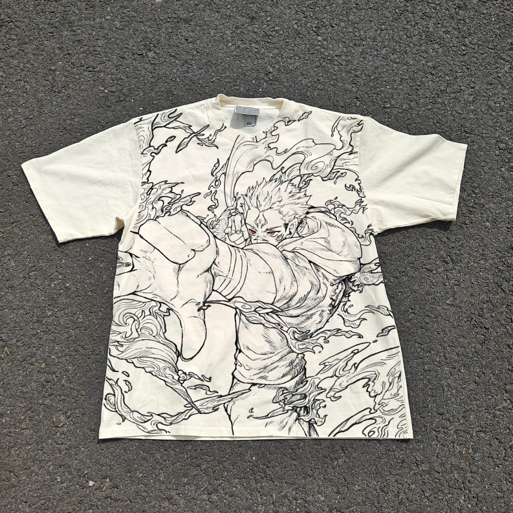 Футболка чоловіча з принтом аніме Аніме Джуджутсу Каісен Рйомен оверсайз (S/M/L) Черний Дніпро - фото 9