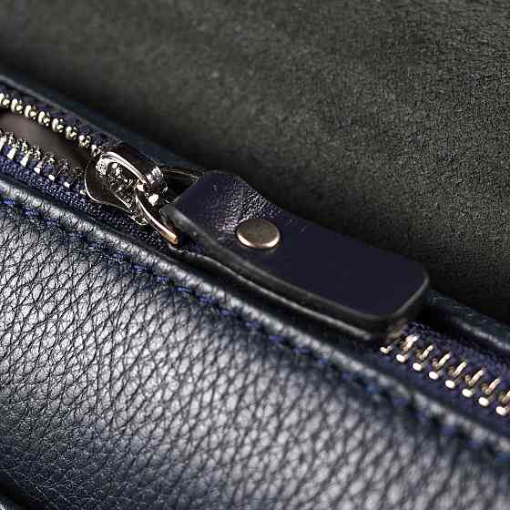 Добротний чоловічий клатч із натуральної комбінованої шкіри Синій (CANPELLINI) Київ