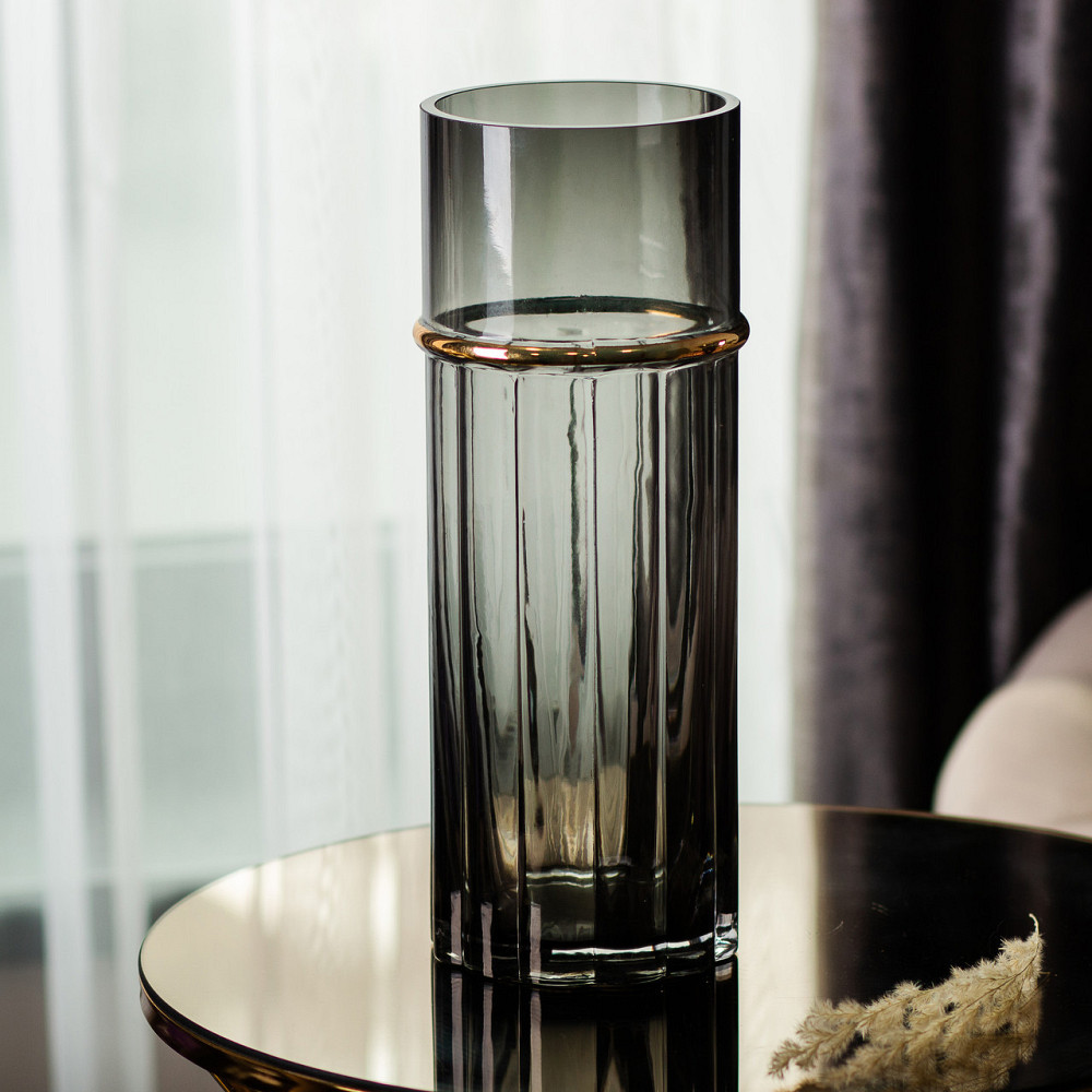 Ваза для цветов из стекла, декоративная, серая, 30 см HP-1705 Киев - изображение 3