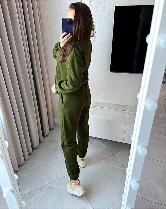 Жіночий теплий прогулянковий костюм: світшот і штани фліс Одеса - фото 4