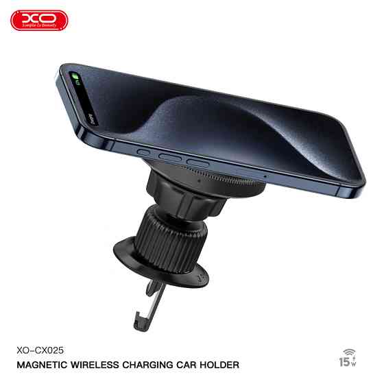 Тримач телефону автомобільний XO з бездротовою зарядкою CX025 Magnetic Car Air Vent 15W чорний Львів