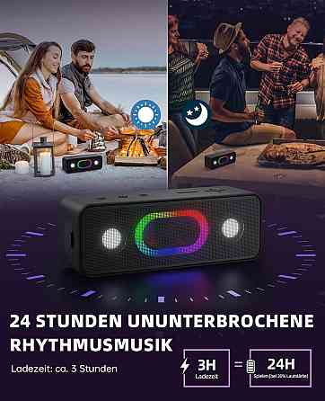 Колонка Ortizan S11 Чорний Bluetooth 5.3 TWS Dual Bass 16W 2600mAh 24H RGB 6 режимів IPX6 AUX FM нічник підсвітка Київ