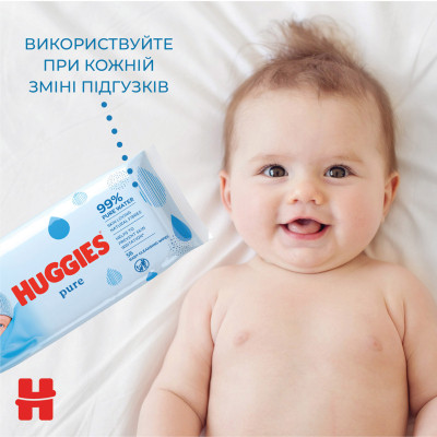 Дитячі вологі серветки Huggies Ultra Comfort Pure 56 х 3 шт (5029053550091) Вінниця - фото 6