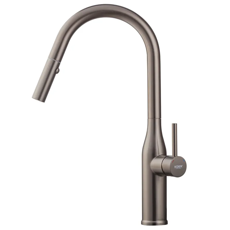 Кухонный смеситель KOER KI-70004-07 с выдвижным изливом из нержавеющей стали (KR3387) Харьков - изображение 1