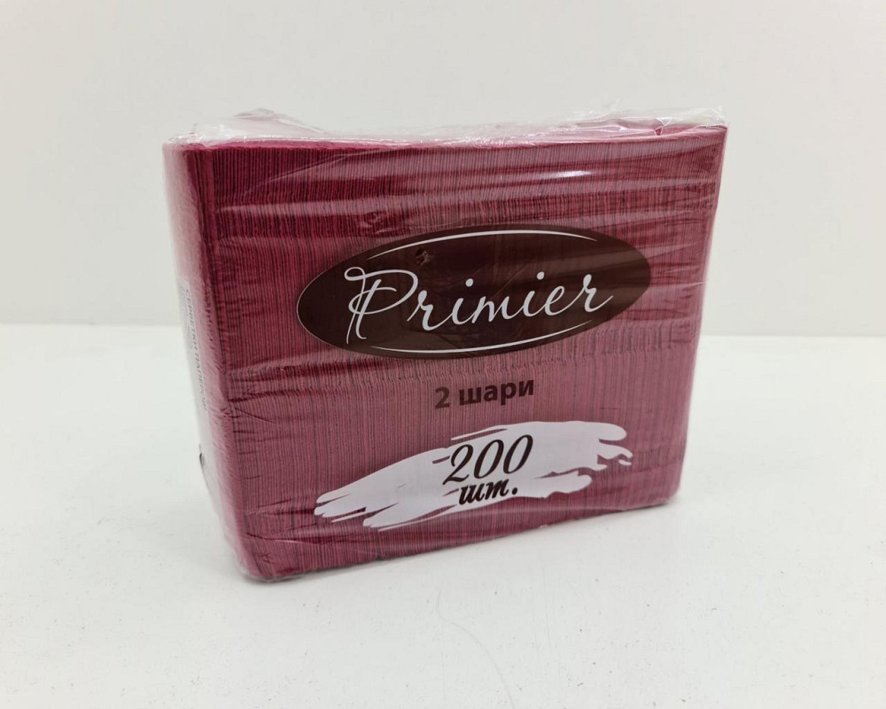 Серветка 2-вух шарні 200лист Primier банкетна (33х18) Бордо (1 пачка) Харків - фото 2