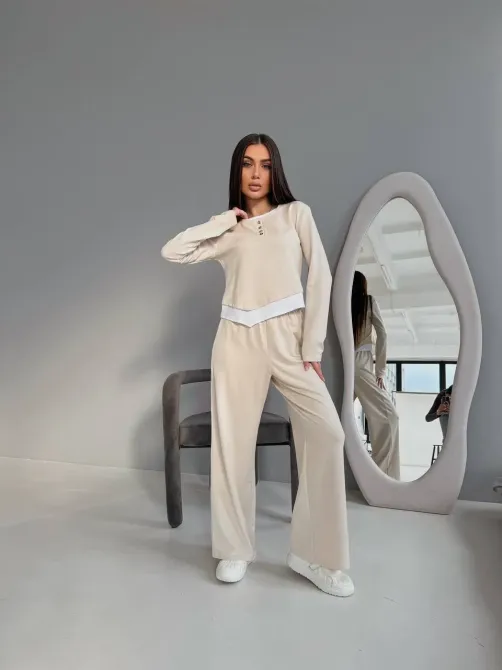 Жіночий костюм 2-ка з двунитки бежевий чорний Одеса - фото 15