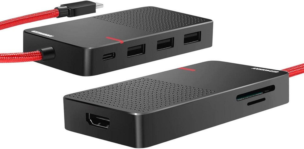 Док-станция 7в1, USB-C хаб с HDMI 4K, USB 3.0, кардридерами SD/TF, PD зарядкой 100W черный HUB Type-C PD 100Вт Киев - изображение 1