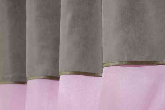 Кухонные шторы VR-Textil № 073к с ламбрекеном и подхватами розовый с какао 270х170 см (52-0473) Киев