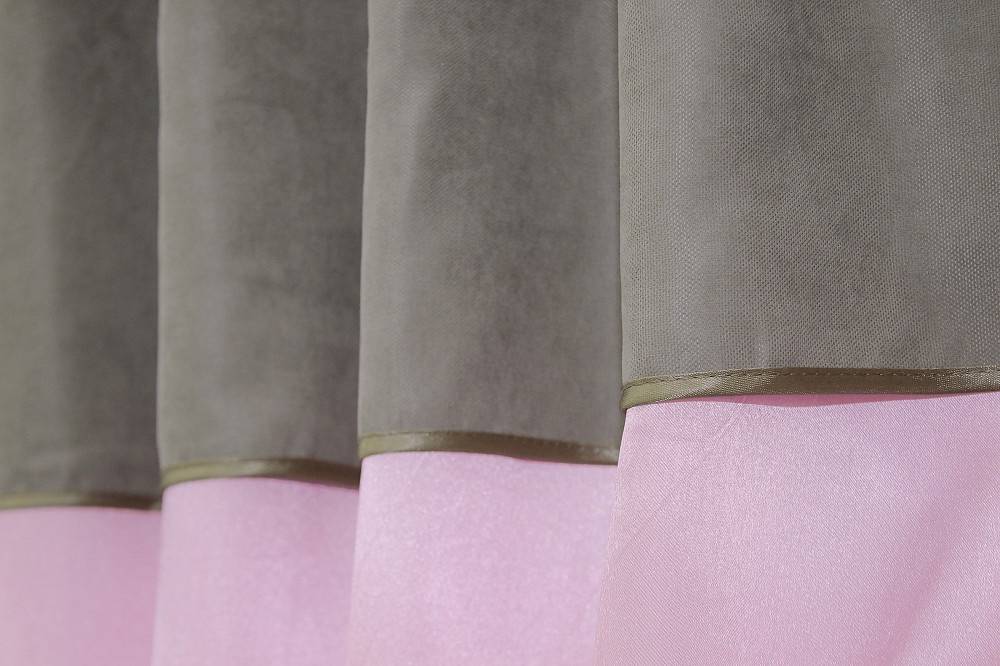 Кухонные шторы VR-Textil № 073к с ламбрекеном и подхватами розовый с какао 270х170 см (52-0473) Киев - изображение 4