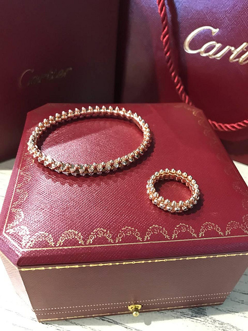 Cartier Комплект: браслет зубчики и кольцо зубчики в розовом золоте / Картье браслет и кольцо Одесса - изображение 3