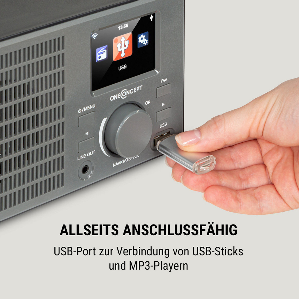 Інтернет-радіо TuneUp 5 Вт WLAN USB Дисплей HCC Лінійний вихід темно-сірий Темно-сірий (Німеччина, читати Рівне - фото 5