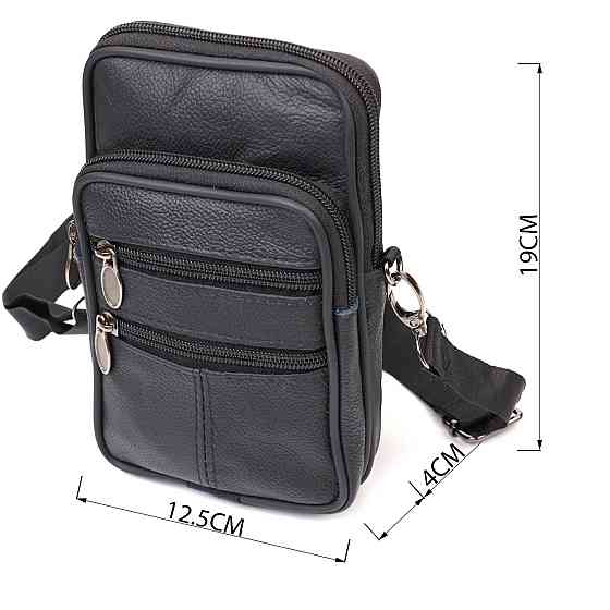 Мужская сумка на пояс из натуральной кожи 21481 Vintage Черная Киев