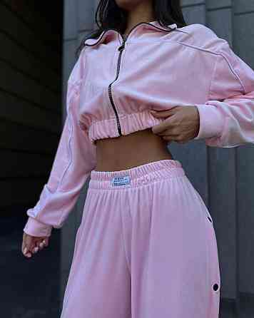 Женский теплый стильный костюм тройка из мягкого велюра. Розовый, 46/48 Одесса