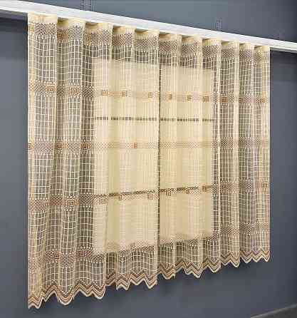 Тюль сетка VR-Textil Juli № 1872т Арка на кухню цвет янтарный с карамельным 400х150 см (53-0172) Киев