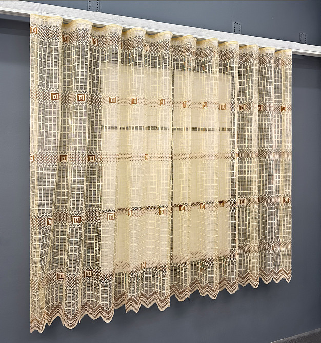 Тюль сетка VR-Textil Juli № 1872т Арка на кухню цвет янтарный с карамельным 400х150 см (53-0172) Киев - изображение 1