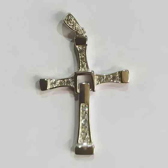 Крестик Форсаж RESTEQ Доминик Торетто серебро 30% фианиты крест из фильма Форсаж подвижный крест стильный мужской кулон Киев