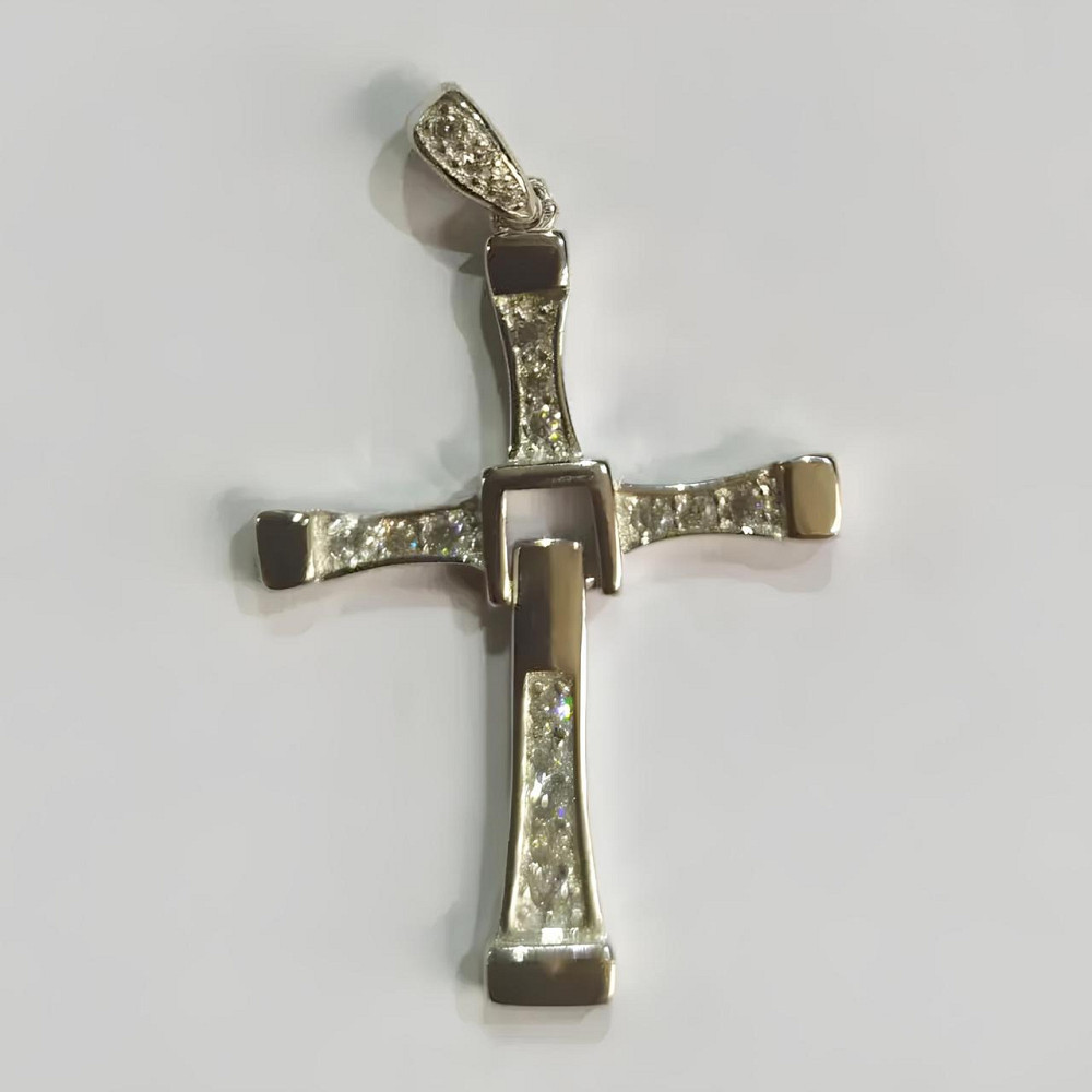 Хрестик Форсаж RESTEQ Домінік Торетто срібло 30% фіаніти хрест із фільму Форсаж рухомий хрест стильний чоловічий кулон Київ - фото 6