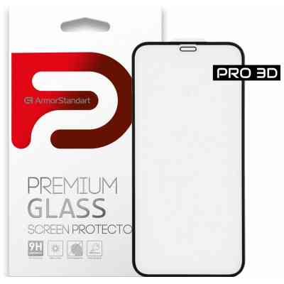 Стекло защитное Armorstandart Pro 3D для Apple iPhone 12/12 Pro Black (ARM57355) Винница