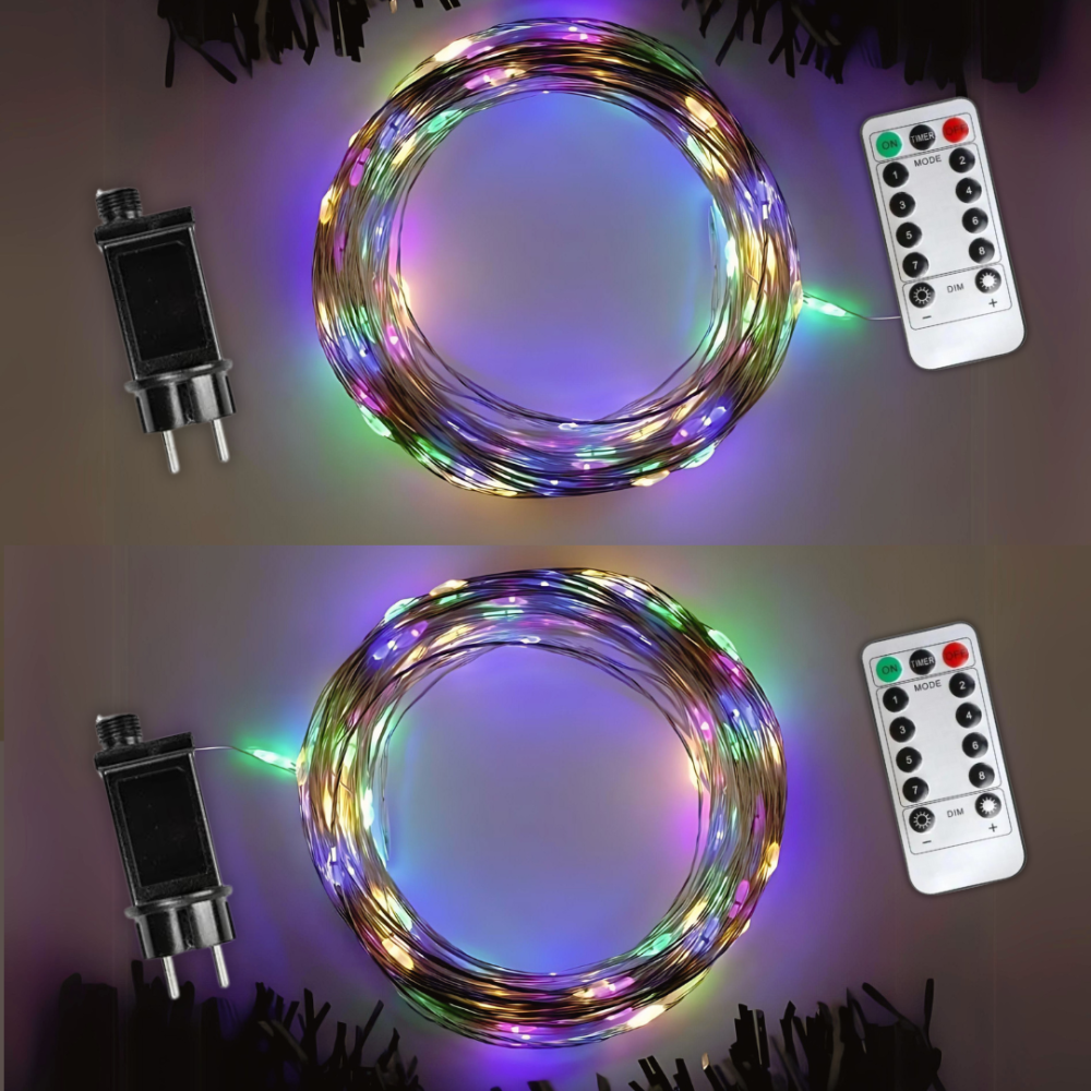 Комплект 2 гирлянды роса на зеленом проводе 30м 300лед NikiLight капля росы с режимами уличная на пульте Мультиколор Киев - изображение 1