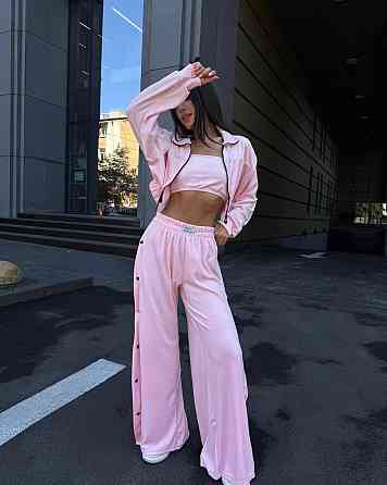 Женский теплый стильный костюм тройка из мягкого велюра. Розовый, 46/48 Одесса