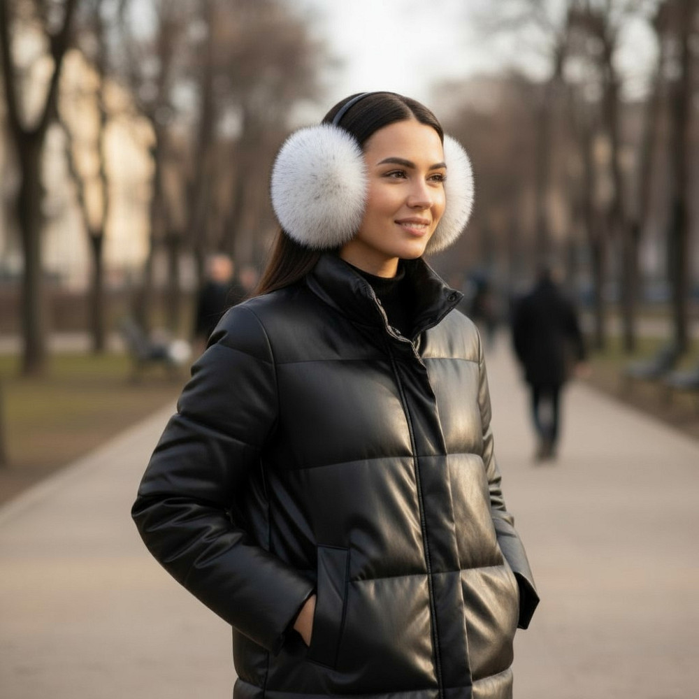 Наушники меховые песцовые Белый Вуаль Харьков - изображение 1