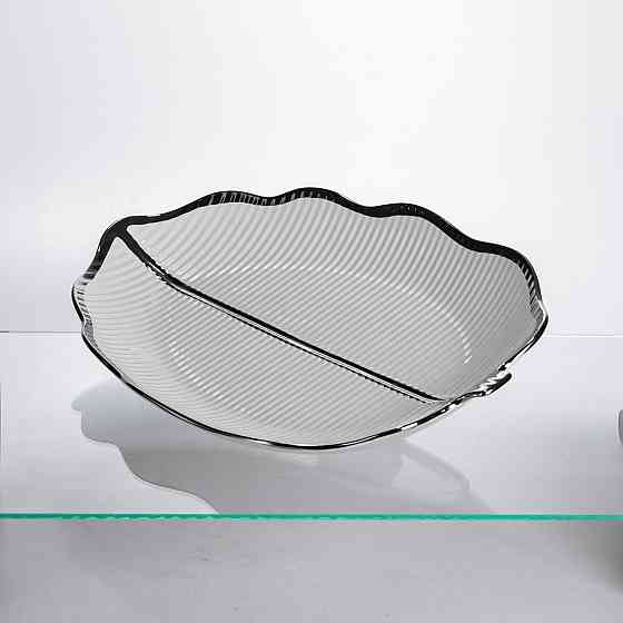 Порцелянова менажниця «Листок» з чорним обідком 2 секції 35,5 см ML6046 Коломыя