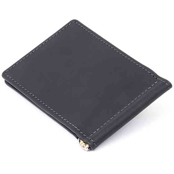 Стильный зажим для денег без застежки GRANDE PELLE 11294 Черный Киев
