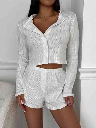 Женская стильная домишня пижама тройка, хлопок 100% Одесса