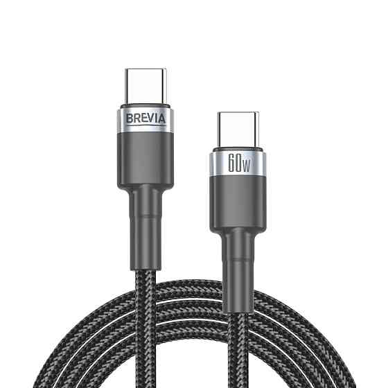 Кабель Brevia Type-C to Type-C 60W 2м, чорний ZIP (53200BCCZ1) Львів