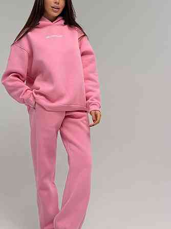 Жіночий стильний спортивний костюм-двійка: худі + штани, тринитка Пен'є на флісі турція Рожевий, 50/52 Одеса