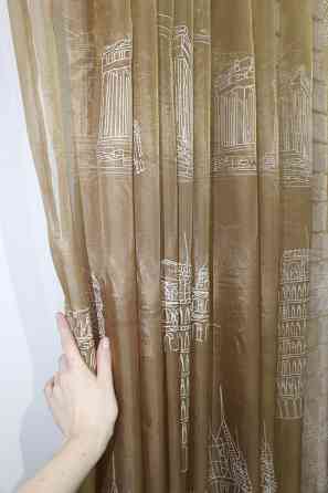 Тюль органза з вишивкою "ЄС Mix" колір коричневий 979т Київ