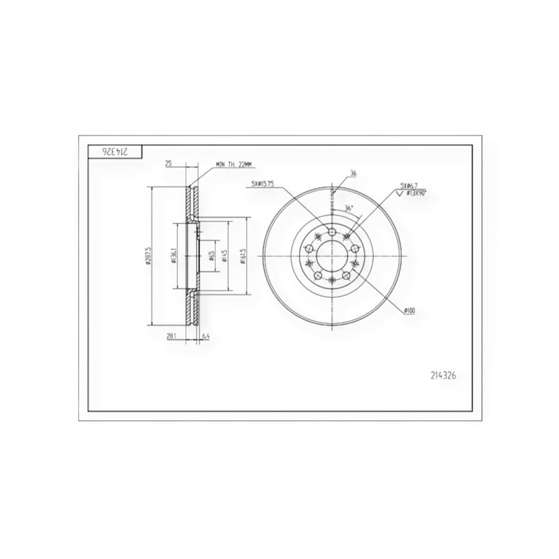 Диск тормозной автомобиль Фольцваген Caddy III,IV, Golf, Touran передний (287.8x25mm) Мукачево - изображение 1