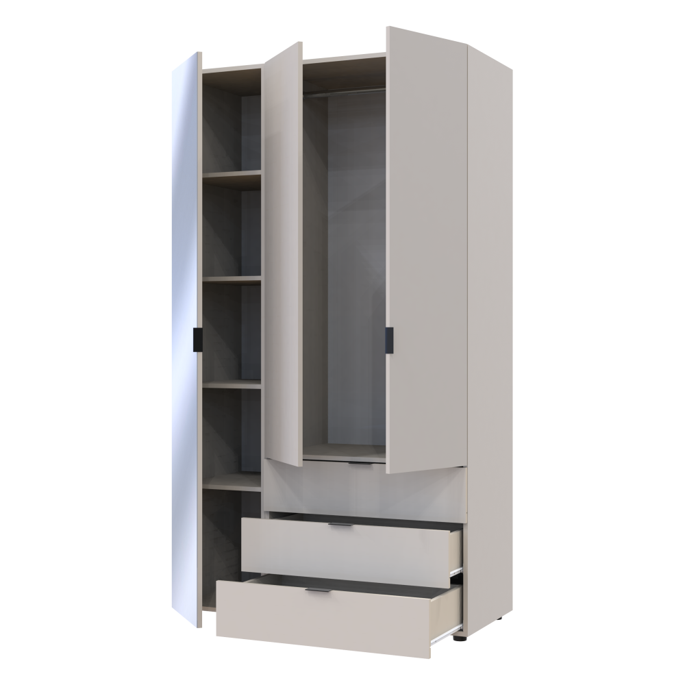Комплект шаф для одягу Doros Гелар (2 шт.) 116,5х49,5х203,4 см Дзеркало/Кашемір (DRS-011258) Львів - фото 5