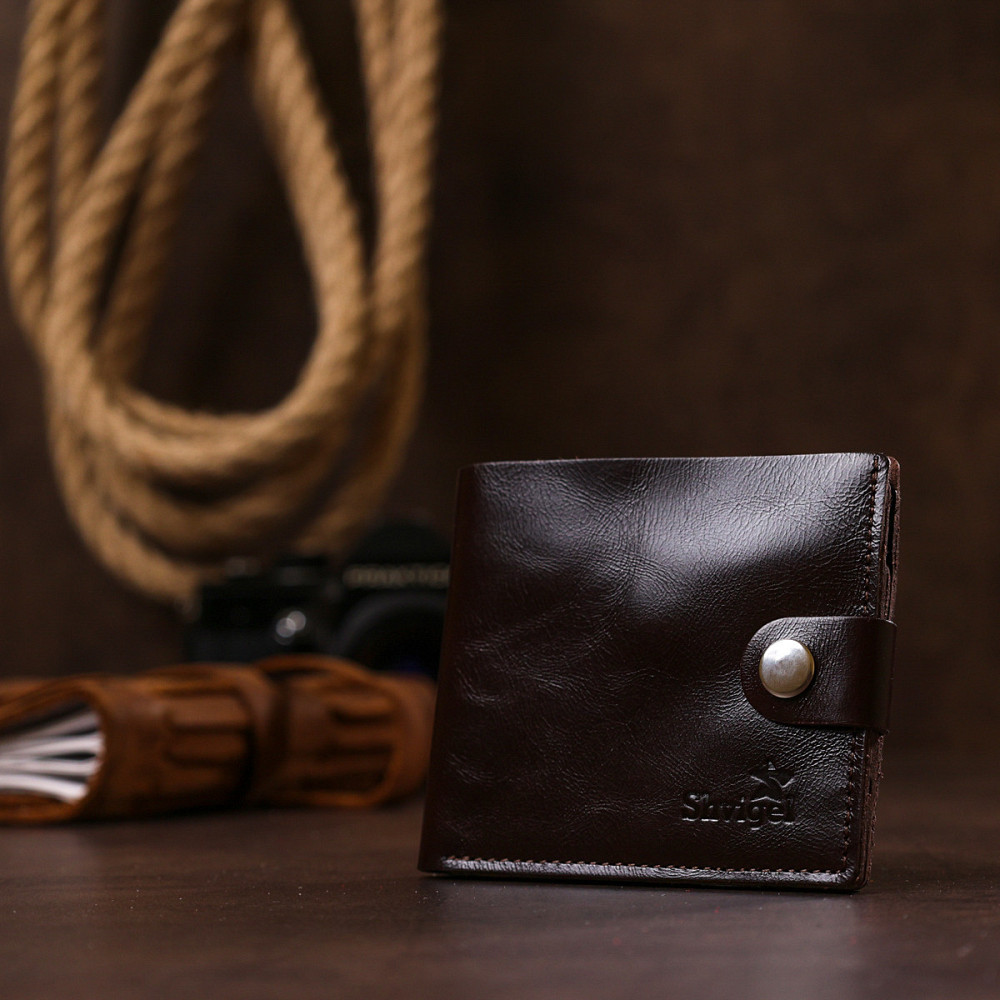 Кожаное мужское портмоне Shvigel 16443 Коричневый Киев - изображение 3